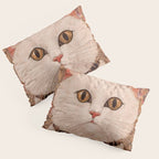 Gustav Klimt Style White Cat with Black and Gold Collar Pillow Sham Gallery Image 3
