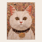 Gustav Klimt Style White Cat with Black and Gold Collar Poster Gallery Image 4