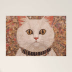Gustav Klimt Style White Cat with Black and Gold Collar Welcome Mat Gallery Image 1
