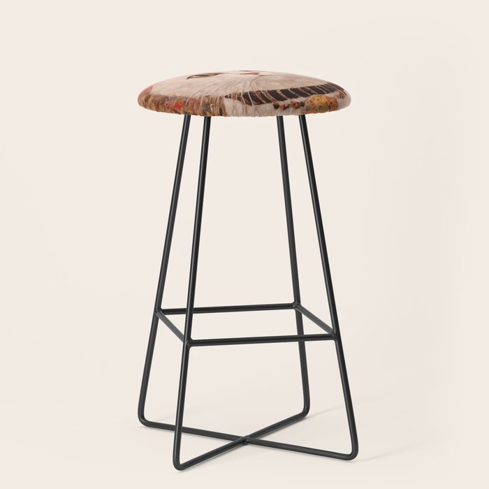 Gustav Klimt Style White Cat with Black and Gold Collar Stool Gallery Image 1