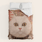 Gustav Klimt Style White Cat with Black and Gold Collar Duvet Cover Gallery Image 6