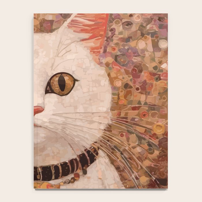 Gustav Klimt Style White Cat with Black and Gold Collar Notebook Gallery Image 4