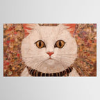 Gustav Klimt Style White Cat with Black and Gold Collar Tablecloth Gallery Image 2