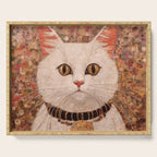 Gustav Klimt Style White Cat with Black and Gold Collar Serving Tray Gallery Image 1