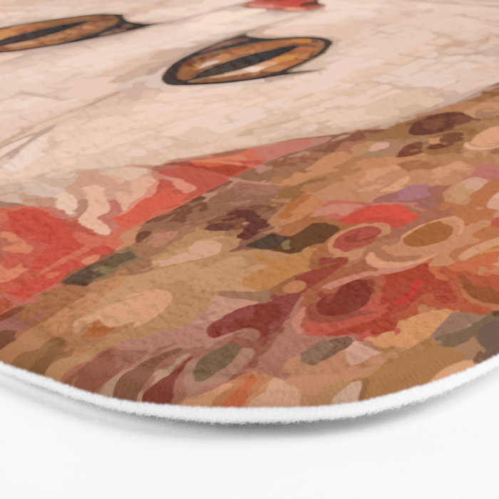 Gustav Klimt Style White Cat with Black and Gold Collar Bath Mat Gallery Image 3