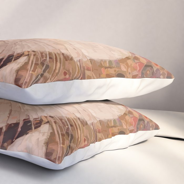 Gustav Klimt Style White Cat with Black and Gold Collar Pillow Sham Gallery Image 3