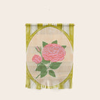 Vintage Rose Illustration with Striped Frame Wall Hanging Gallery Image 1