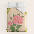 Vintage Rose Illustration with Striped Frame Comforter Gallery Image 6