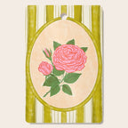 Vintage Rose Illustration with Striped Frame Cutting Board Gallery Image 1