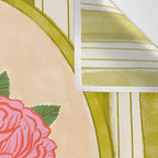 Vintage Rose Illustration with Striped Frame Wall Tapestry Gallery Image 3