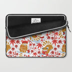 Red panda blending with the foliage // white background desert sun brown cozy animals fog blue tree branches red acer leaves Laptop Sleeve Gallery Image 2