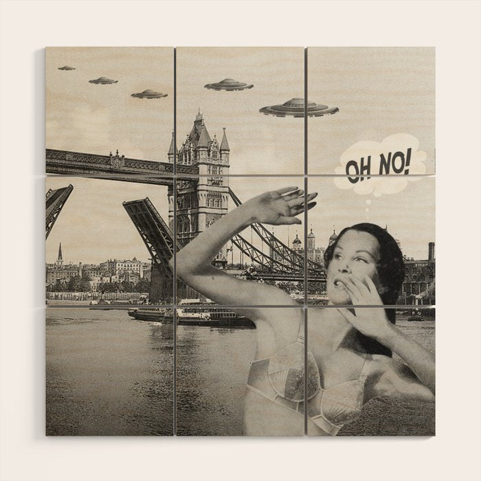 Oh no! London ca. 1950 Wood Wall Art Gallery Image 1