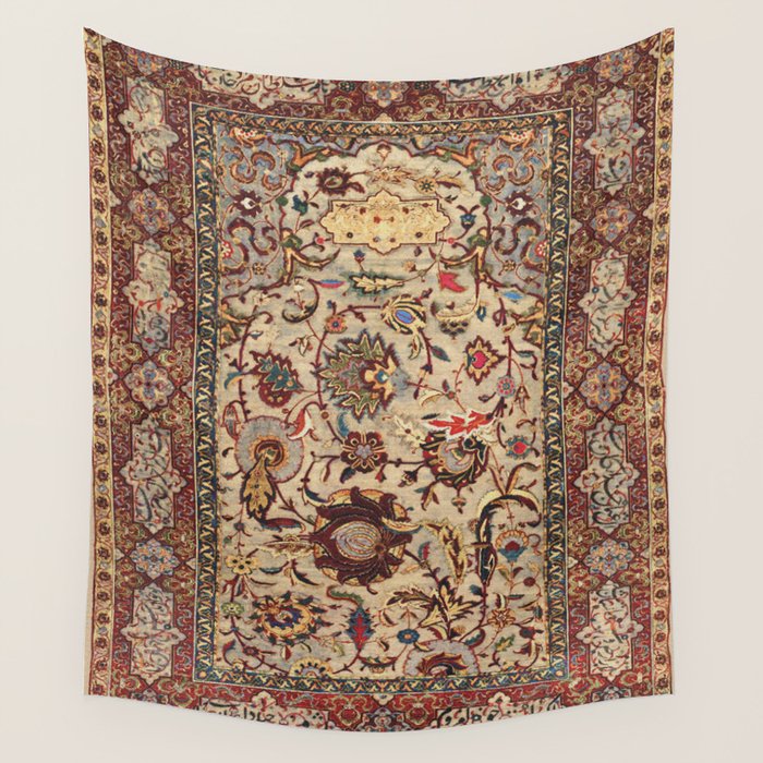 Safavid Silk Metal-Thread Persian Rug Print Wall Tapestry Gallery Image 1