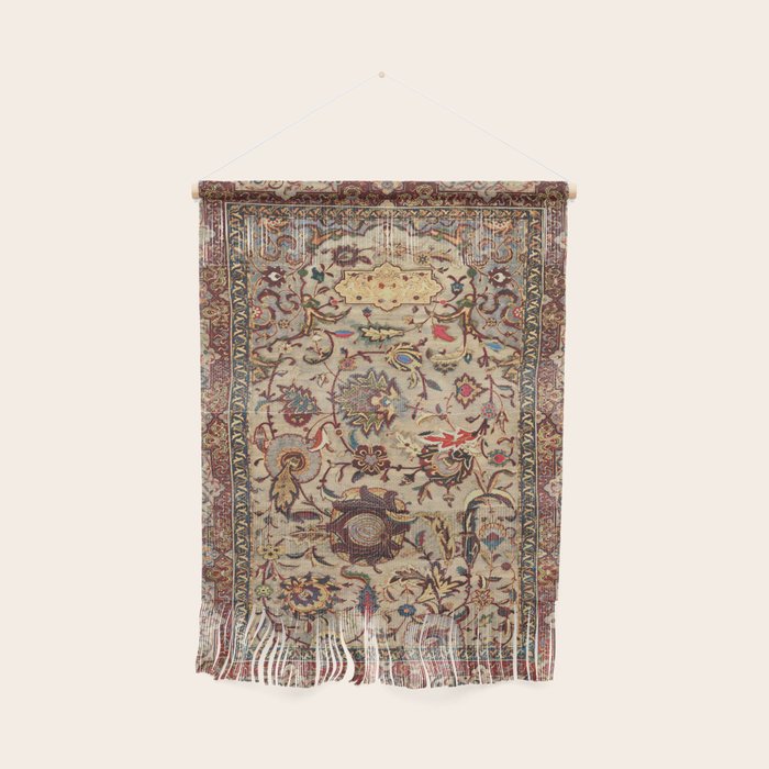Safavid Silk Metal-Thread Persian Rug Print Wall Hanging Gallery Image 1
