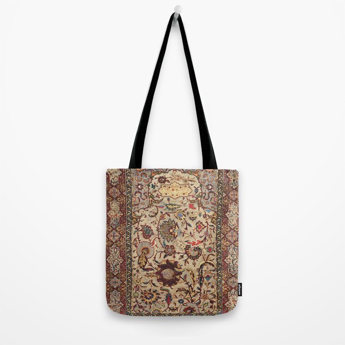 Safavid Silk Metal-Thread Persian Rug Print Tote Bag Gallery Image 2