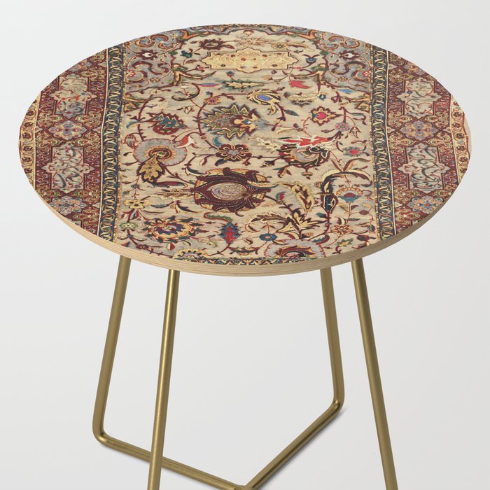 Safavid Silk Metal-Thread Persian Rug Print Side Table Gallery Image 2