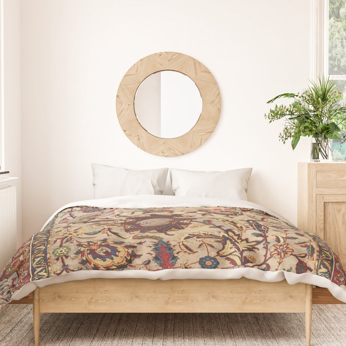 Safavid Silk Metal-Thread Persian Rug Print Duvet Cover Gallery Image 3
