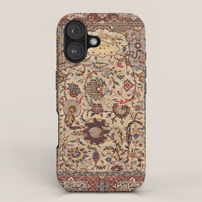 Safavid Silk Metal-Thread Persian Rug Print iPhone Case Gallery Image 1