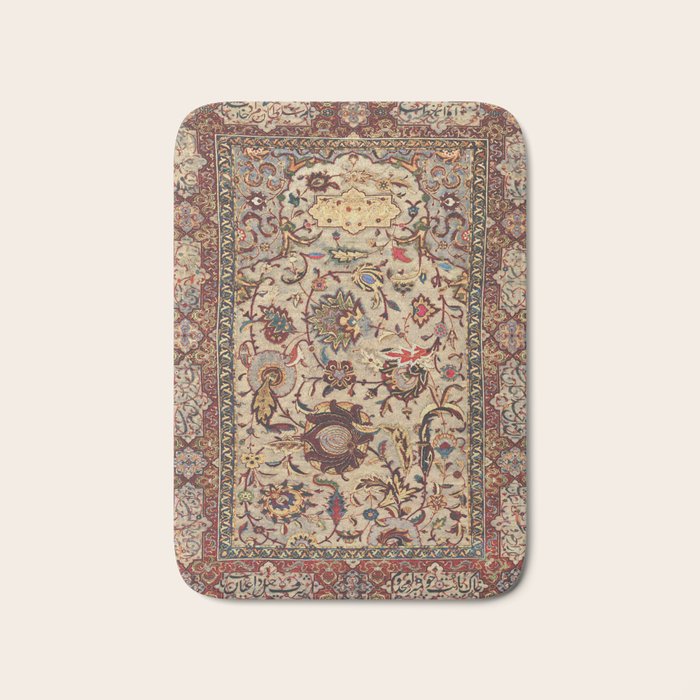 Safavid Silk Metal-Thread Persian Rug Print Bath Mat Gallery Image 1