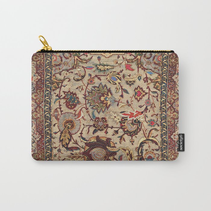 Safavid Silk Metal-Thread Persian Rug Print Carry All Pouch Gallery Image 1