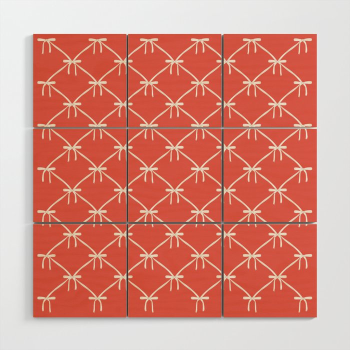 Bows & Ribbons Pattern XIII Bright Red Wood Wall Art Gallery Image 1