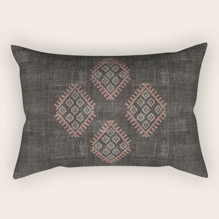 Kilim in Black and Pink Rectangular Pillow Gallery Image 2