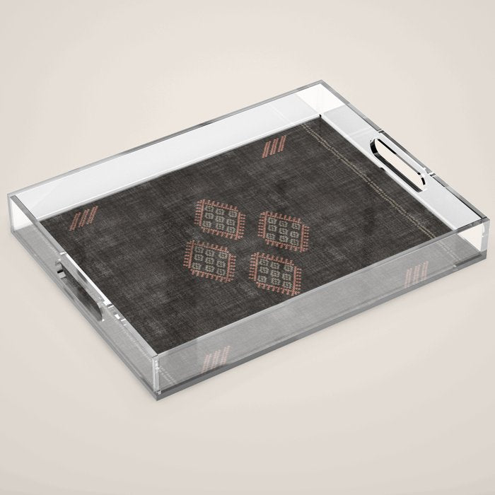 Kilim in Black and Pink Acrylic Tray Gallery Image 1