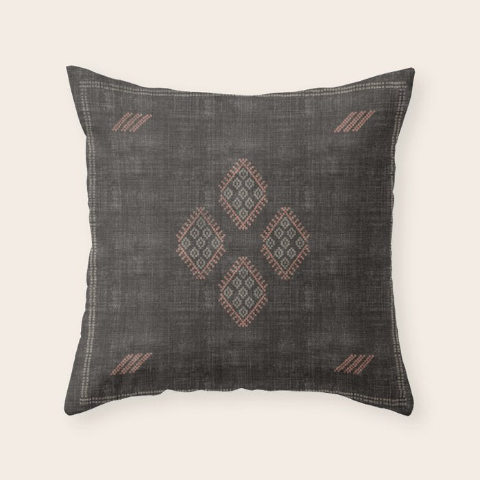 Kilim in Black and Pink Throw Pillow Gallery Image 6