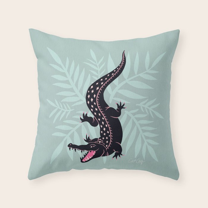 Crocodile - Mint Throw Pillow Gallery Image 6