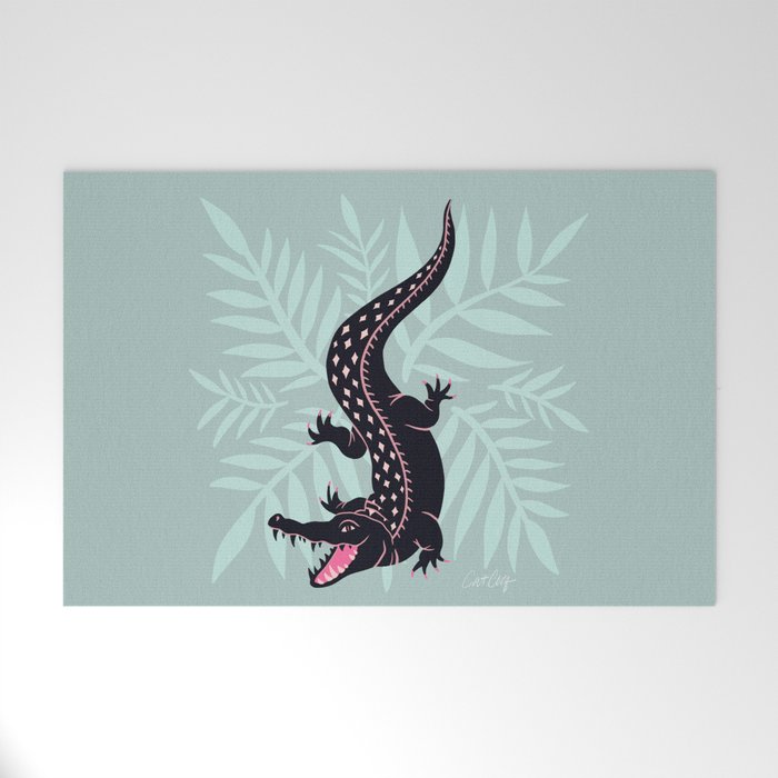 Crocodile - Mint Welcome Mat Gallery Image 1