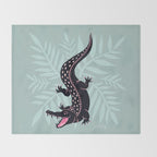 Crocodile - Mint Throw Blanket Gallery Image 2