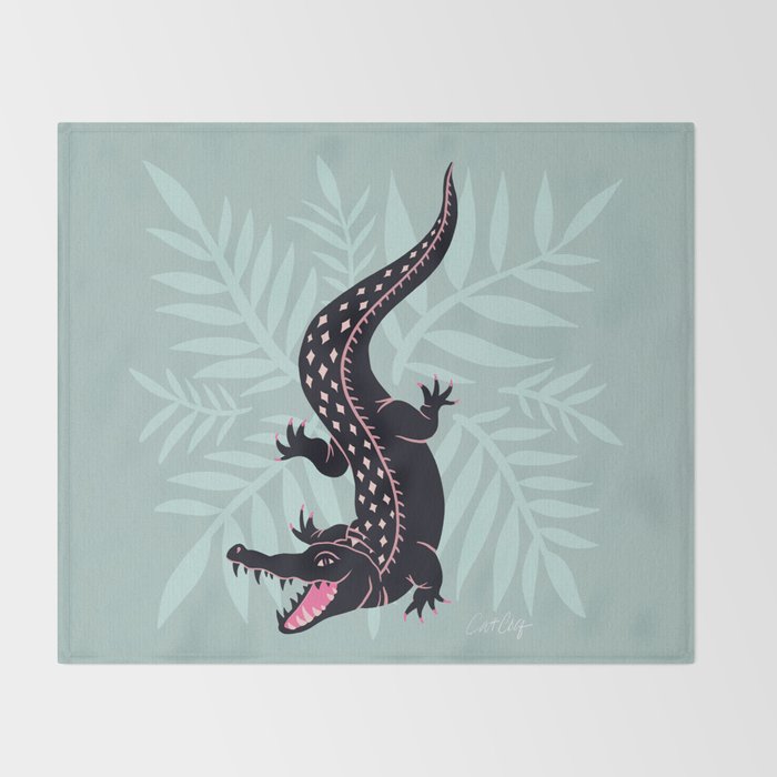 Crocodile - Mint Throw Blanket Gallery Image 2