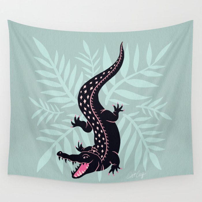 Crocodile - Mint Wall Tapestry Gallery Image 4