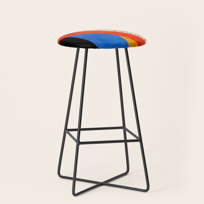 Mid Century Abstract Landscape Stool Gallery Image 1