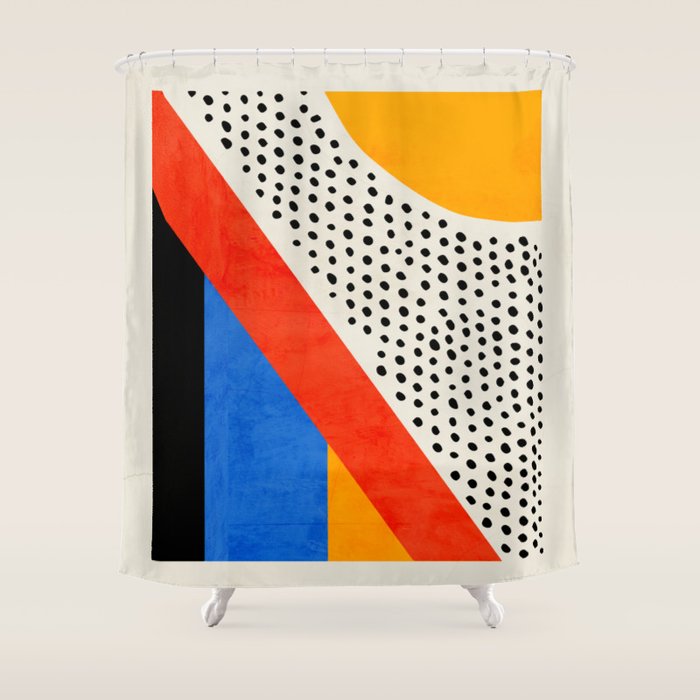 Mid Century Abstract Landscape Shower Curtain Gallery Image 1