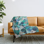 Mermaid Art, Sea,Teal, Mint, Aqua, Blue Throw Blanket Gallery Image 1