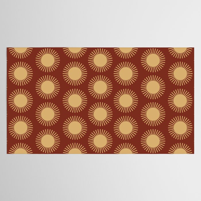 Boho Summer Sun Pattern III Brick Red Tablecloth Gallery Image 2