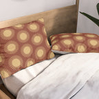 Boho Summer Sun Pattern III Brick Red Pillow Sham Gallery Image 2