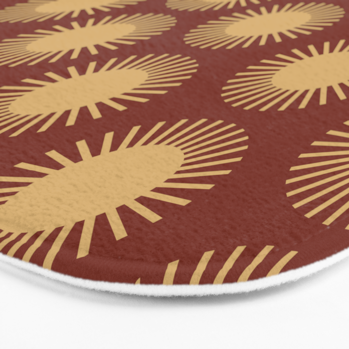 Boho Summer Sun Pattern III Brick Red Bath Mat Gallery Image 3