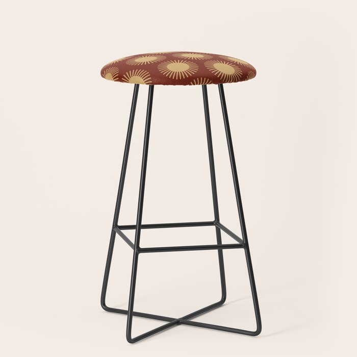 Boho Summer Sun Pattern III Brick Red Stool Gallery Image 1