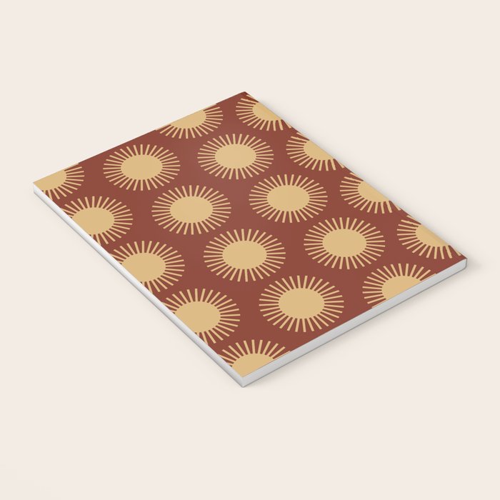 Boho Summer Sun Pattern III Brick Red Notebook Gallery Image 3