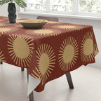 Boho Summer Sun Pattern III Brick Red Tablecloth Gallery Image 3