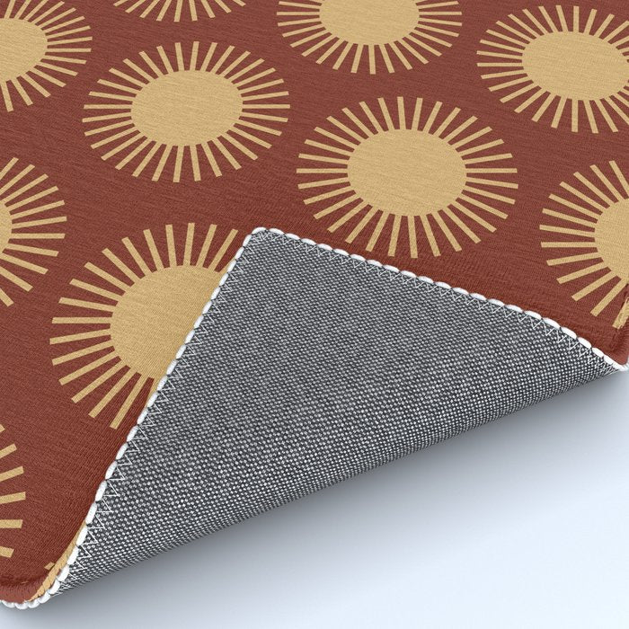 Boho Summer Sun Pattern III Brick Red Rug Gallery Image 4