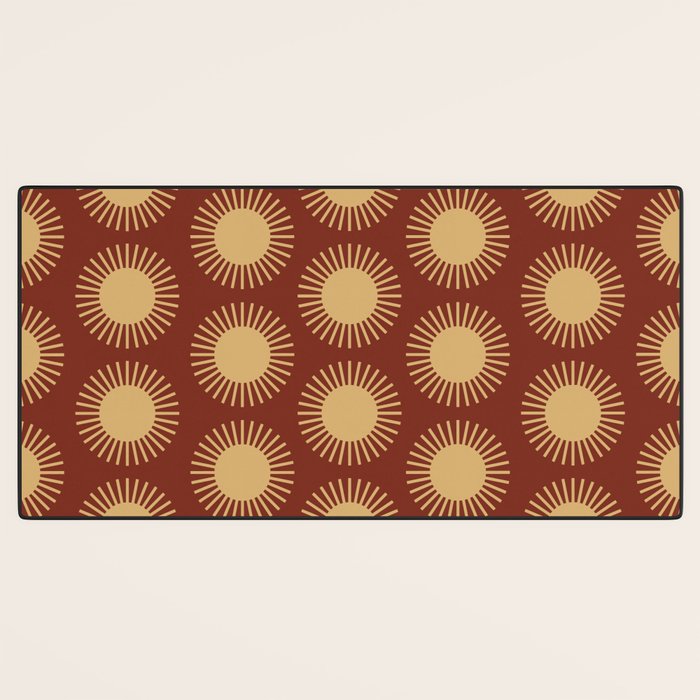 Boho Summer Sun Pattern III Brick Red Desk Mat Gallery Image 3