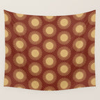 Boho Summer Sun Pattern III Brick Red Wall Tapestry Gallery Image 4