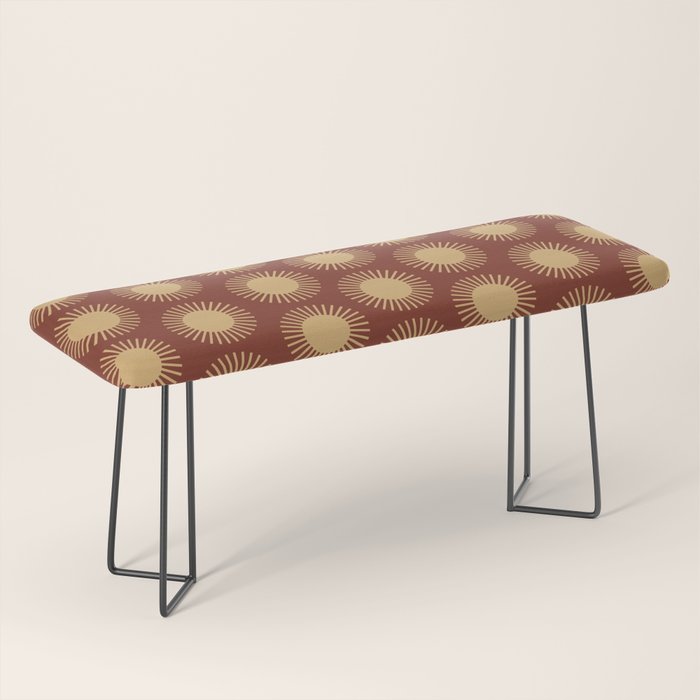 Boho Summer Sun Pattern III Brick Red Bench Gallery Image 1