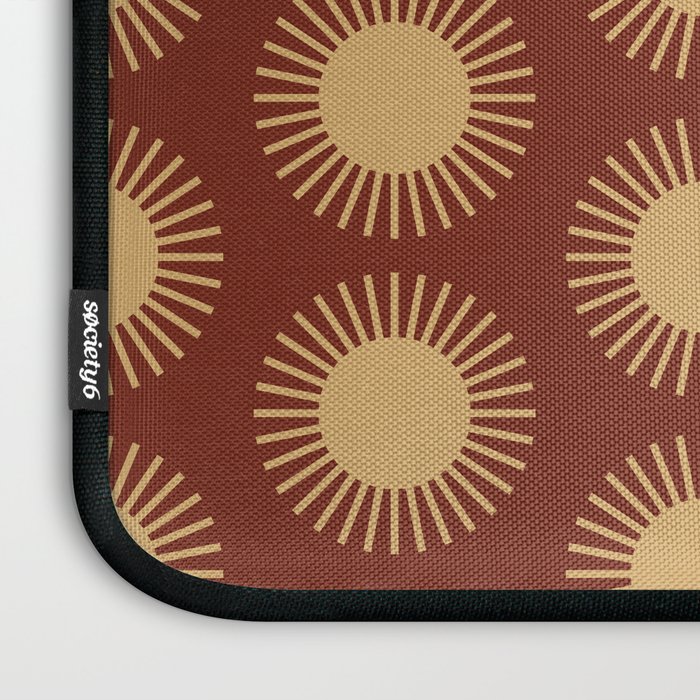 Boho Summer Sun Pattern III Brick Red Laptop Sleeve Gallery Image 3