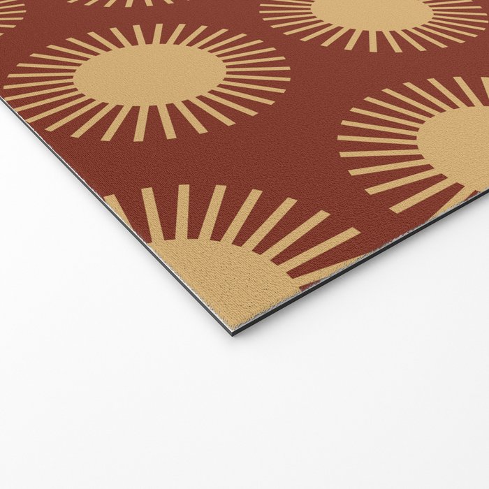 Boho Summer Sun Pattern III Brick Red Welcome Mat Gallery Image 2