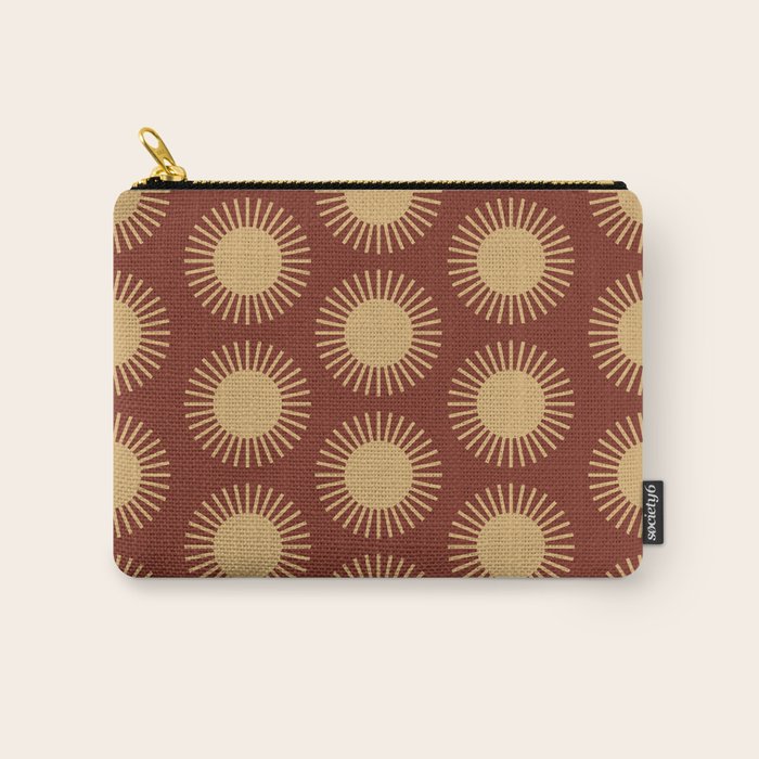 Boho Summer Sun Pattern III Brick Red Carry All Pouch Gallery Image 1