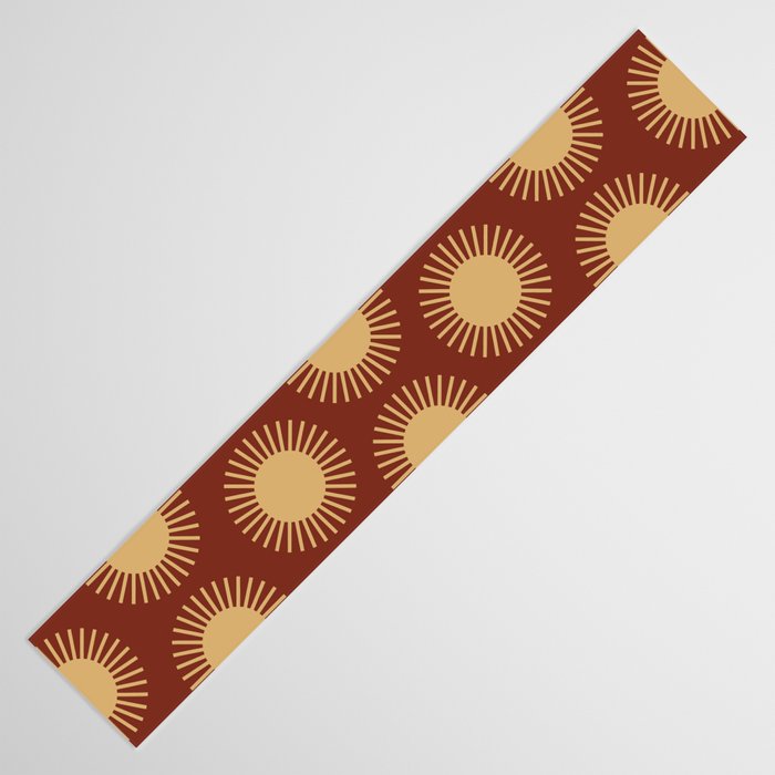 Boho Summer Sun Pattern III Brick Red Table Runner Gallery Image 3